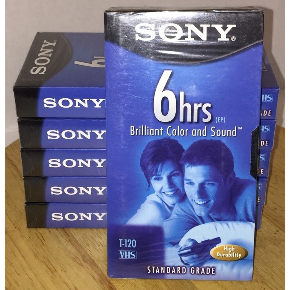 Lot of 6 Sony Standard Grade 6HRs (EP) T-120VL/WA 246m New & Sealed VHS Tapes